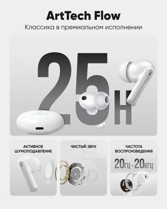 Наушники ArtTech Flow ANC белый
