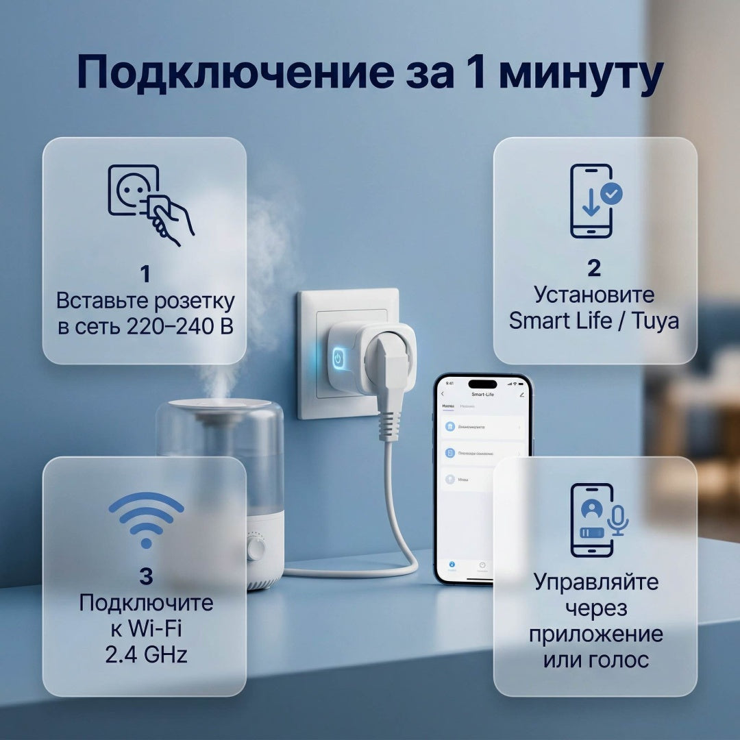 Умная розетка ArtTech Volt One, белый