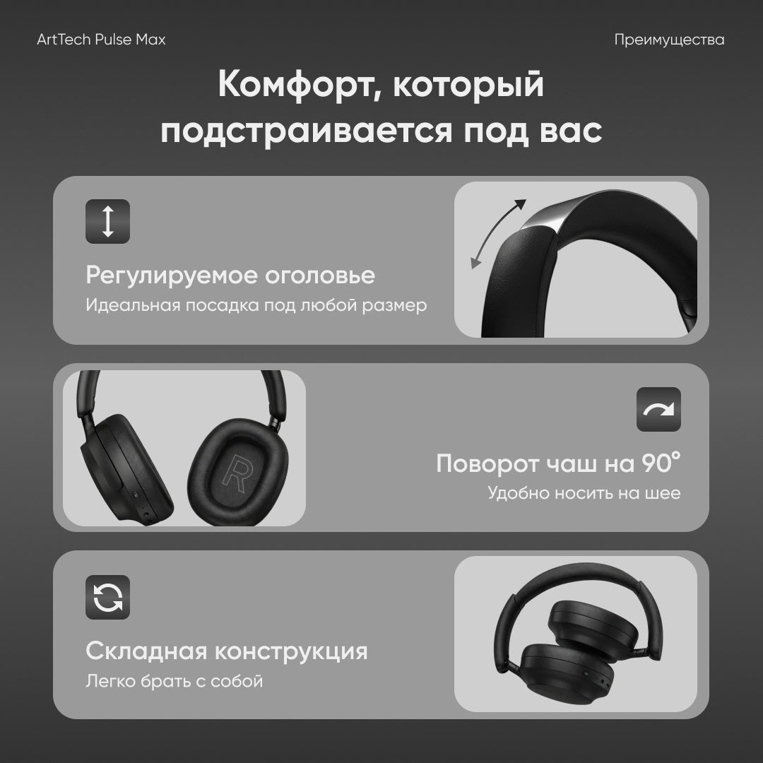 Наушники ArtTech Pulse Max ANC черный