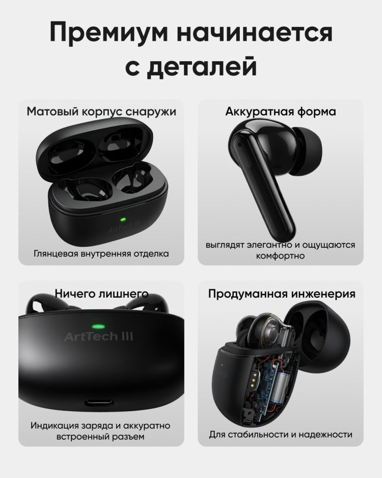 Наушники ArtTech Pulse ANC черный