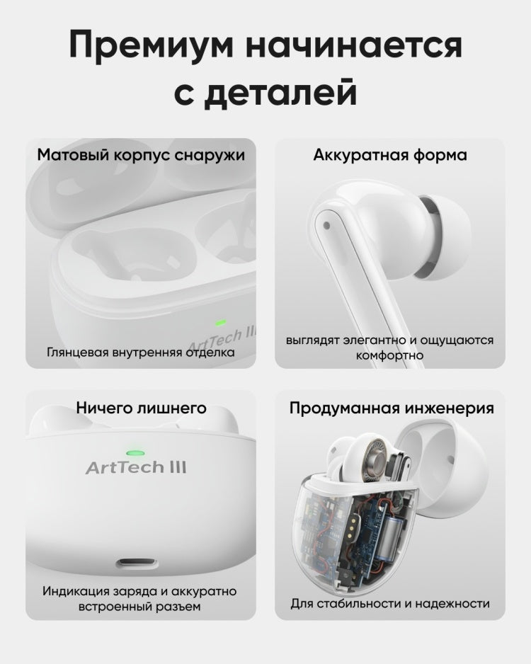 Наушники ArtTech Pulse ANC белый
