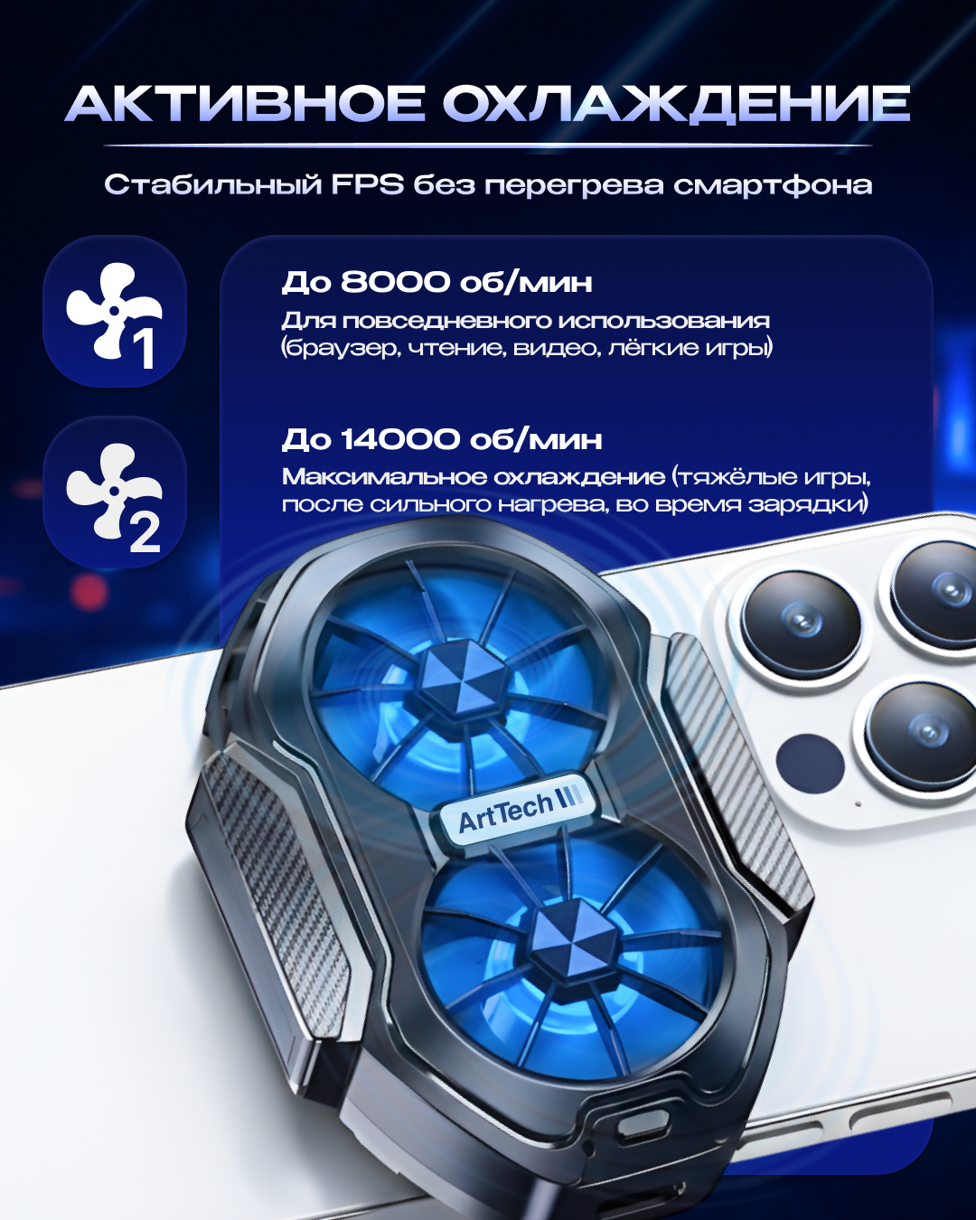 ArtTech CoolMax 01 + Напальчники ArtTech синие