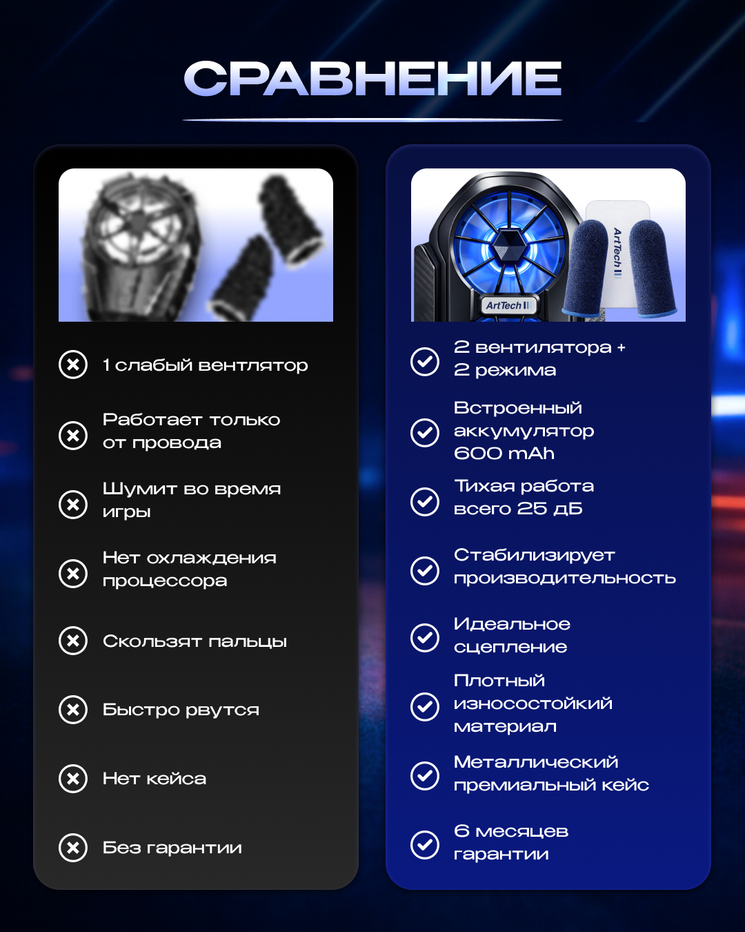 ArtTech CoolMax 01 + Напальчники ArtTech синие