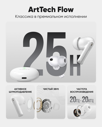 Наушники ArtTech Flow ANC белый