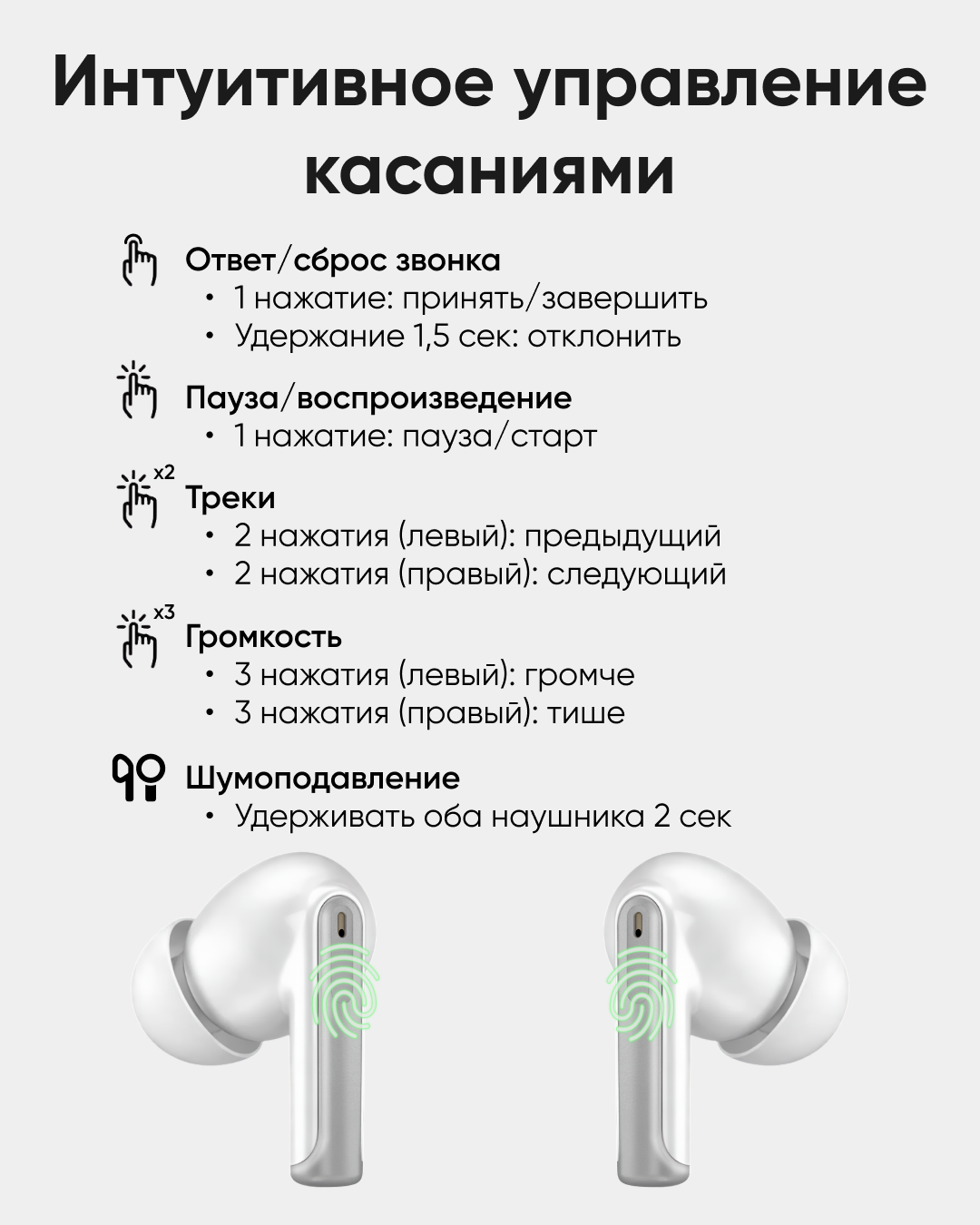 Наушники ArtTech Flow ANC белый